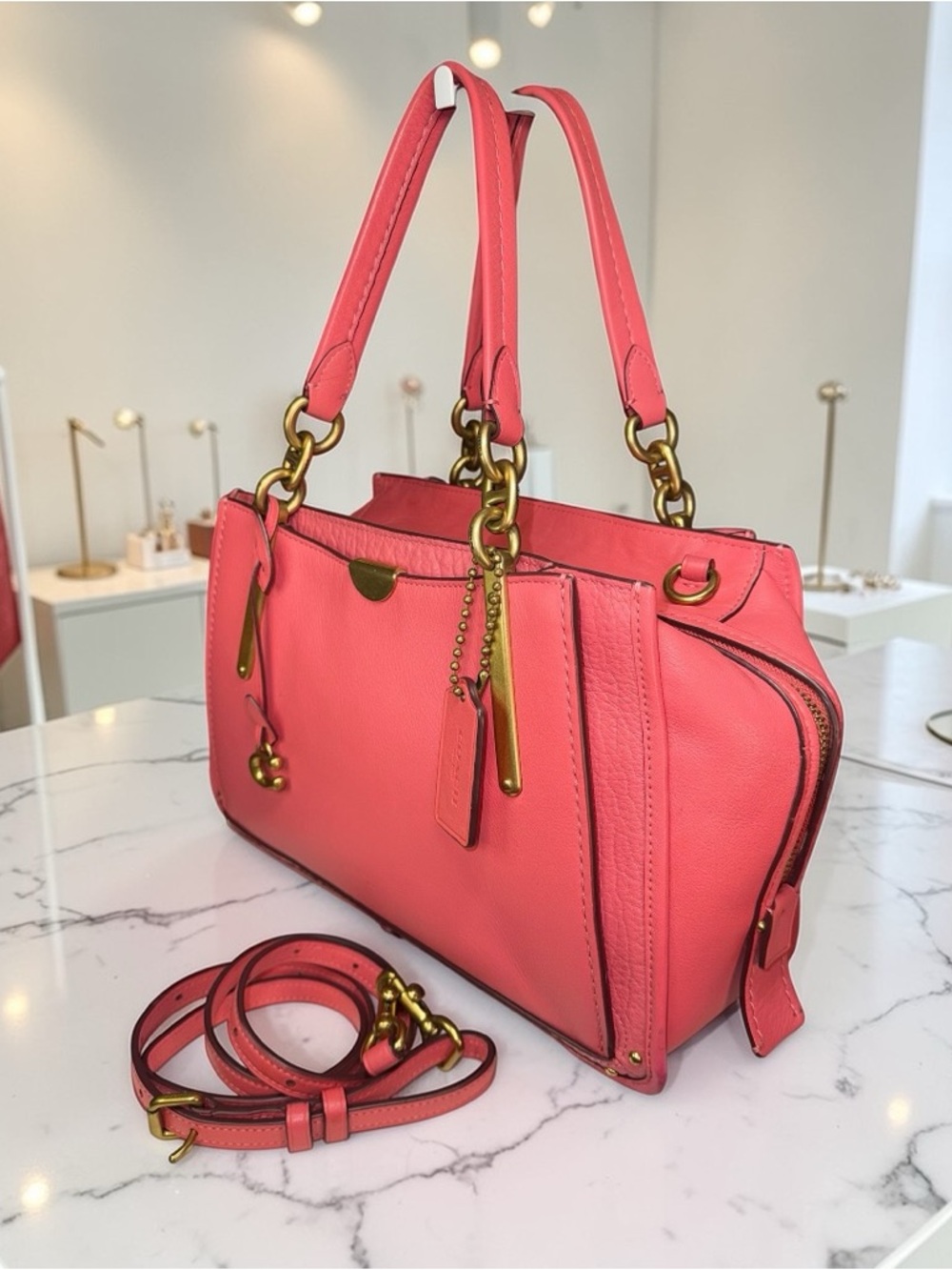 💕 Coach Dreamer 27 Orchid Pink Leather Satchel Crossbody Gold Hardware ✨ - Picture 4 of 15
